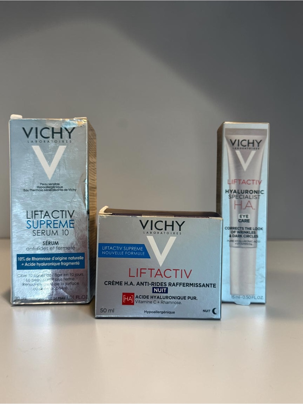 Vichy LiftActiv Anti-Aging Skincare 3pc Set Serum Night Cream Eye Care NEW